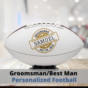 Personalized Groomsman Football | Best Man Logo Custom Proposal Gift | Sports Wedding Party | Fan Football Present | Bridal Date Name