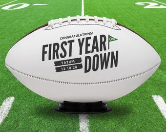 Personalized Football First Birthday | Slanted Bold | Custom Bday Gift | Sports Party Present | Baby Name Ball | One Year Down Decor