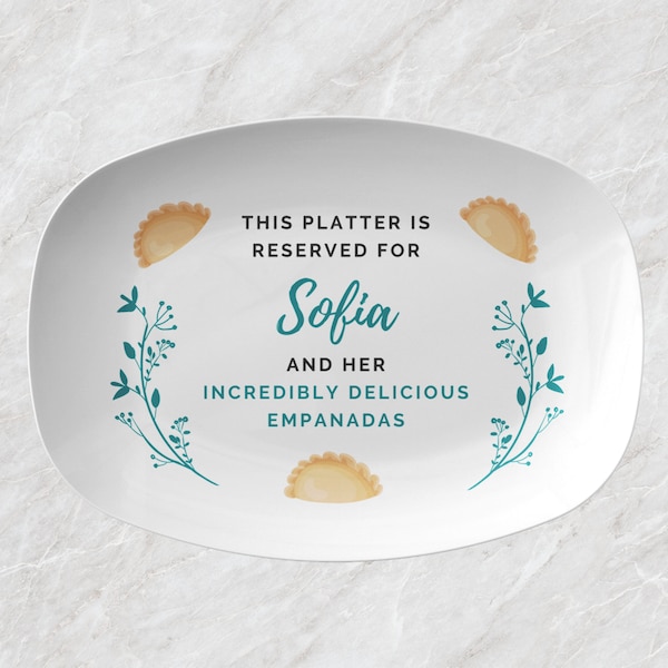 Personalized EMPANADA Platter | Custom Name & Food Plate | Gift for Cook | Chef grandma mom | Spain Mexican Latin Pastry Serving dish