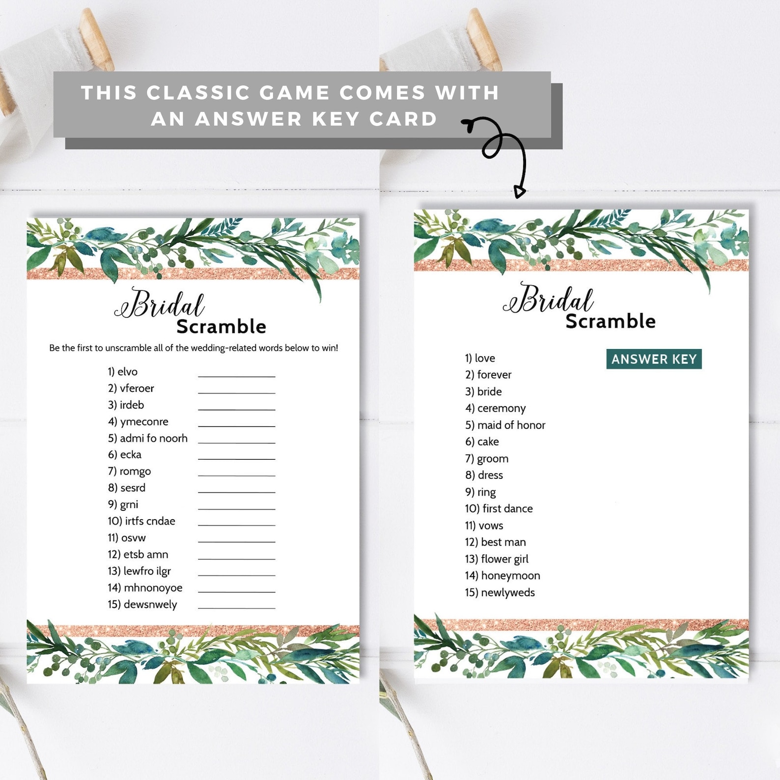 Bridal Scramble Printable Bridal Shower Game ROSE GOLD - Etsy