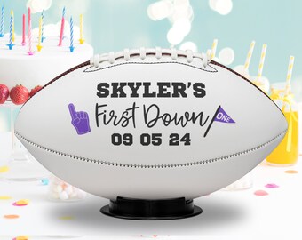 First Birthday Personalized Football | Custom Toddler Bday Gift | Sports Party | Fan Football Present | Baby Name Ball | One Year Decor