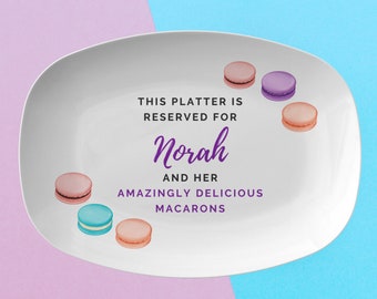Custom Macaron Platter | Personalized Name & Food Plate | Gift for Baker | Nana grandma mom | French Macaroon Serving Platter | tray baking