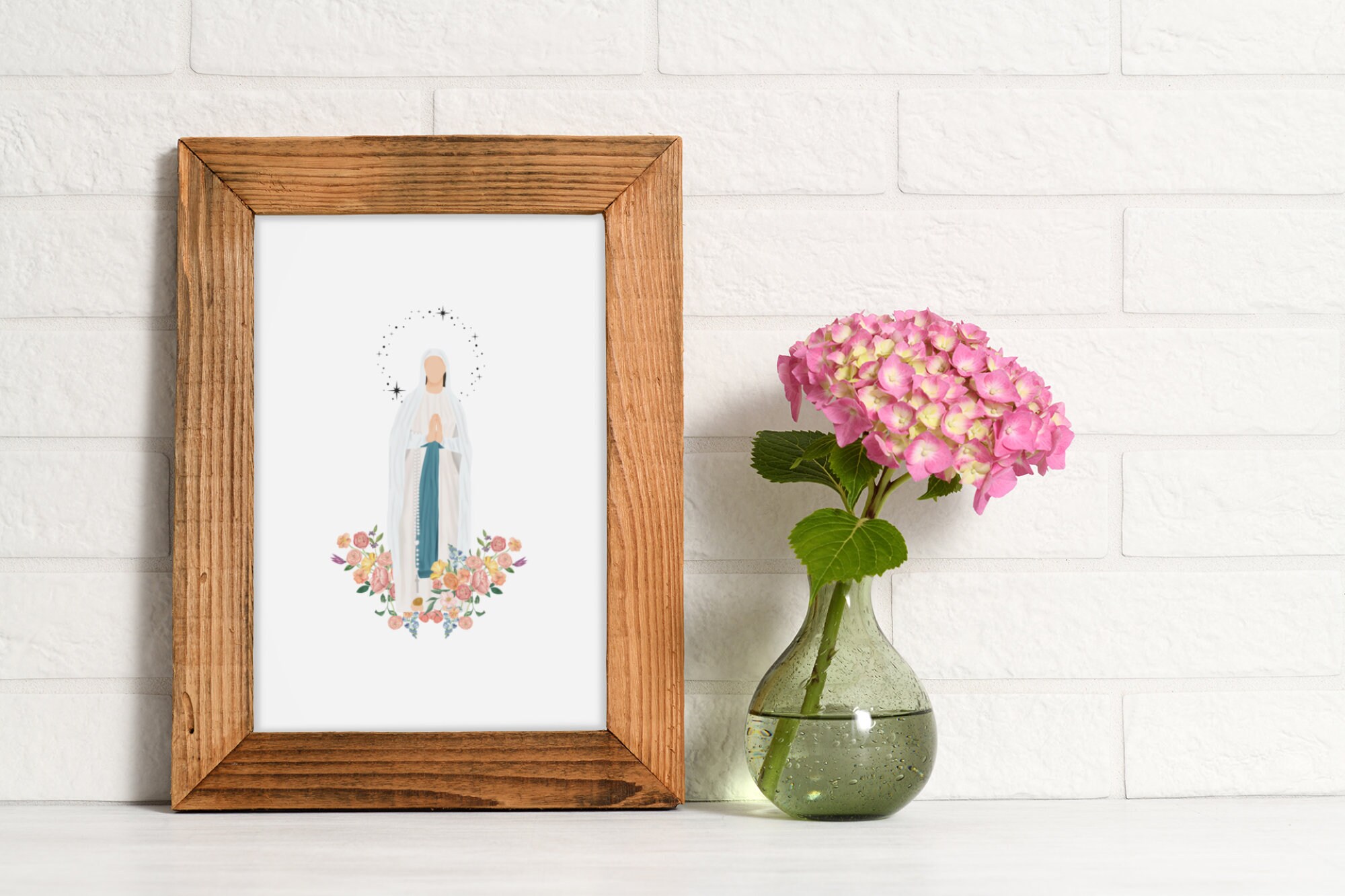 Our Lady of the Rosary, Virgin Mary Art, Blessed Mother Art, Modern