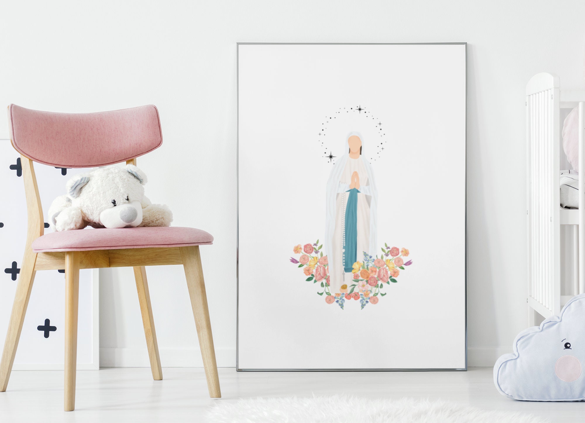 Our Lady of the Rosary, Virgin Mary Art, Blessed Mother Art, Modern