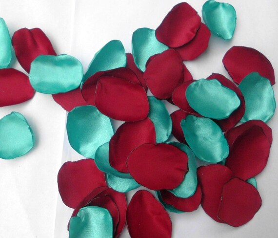 Items similar to Flower Petals, Red and Turquoise, 100 ...