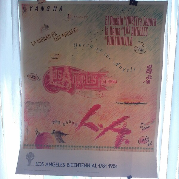 Deborah Sussman LA In Several Languages and the Big Orange Los Angles Bicentennial 1781 1981 Rare Vintage Poster