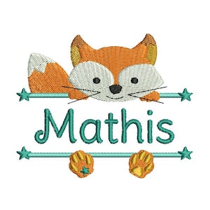 Maszyna broderie z motywem petit renard prénom garçon z możliwością personalizacji