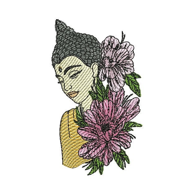 instant download  machine embroidery  design  buddha flowers