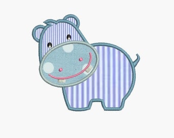 Instant download Machine Embroidery applique Hippopotamus