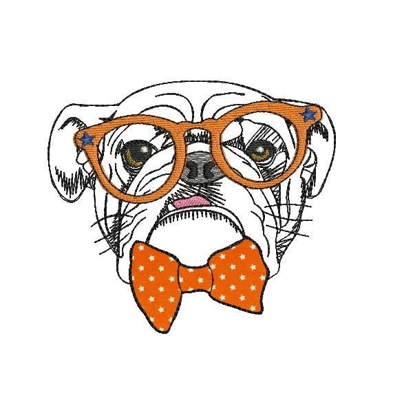 English Bulldog Embroidery Design Etsy