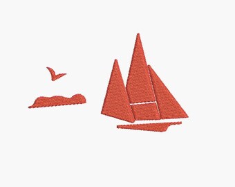 Instant download Machine Embroidery Sailboat with a seagull