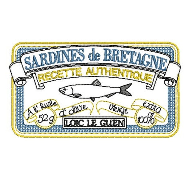 Instant download Machine Embroidery The french sardines