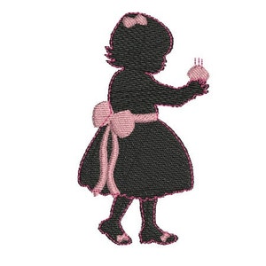ragazza di litte download immediato ricamo sagoma con la sua torta di compleanno