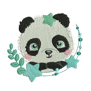 Motif de broderie machine panda aux étoiles