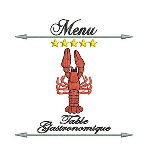Sofortiger Download Machine Embroidery lobster Menü französischen Stil