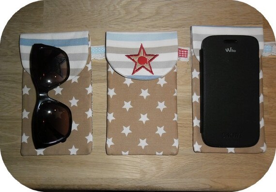 Instant download   Machine Embroidery  ITH  Glasses case or big cell phone  2 models  Applique star or flower