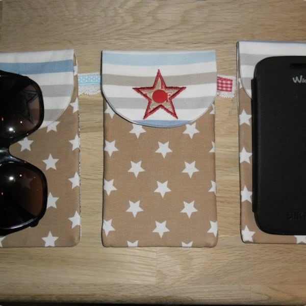 Instant download   Machine Embroidery  ITH  Glasses case or big cell phone  2 models  Applique star or flower