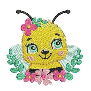 Máquina de bordado com motivo L'abeille com ses fleurs