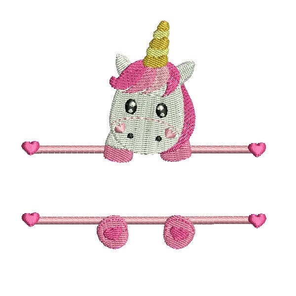 Motif de broderie machine petite licorne  prénom fille personnalisable