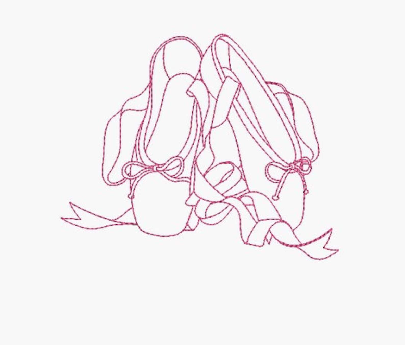 instant download machine embroidery design ballet shoes redwork