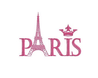 instant download embroidery Paris Eiffel tower crown