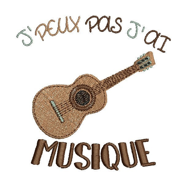 Motif de broderie machine J'peux pas j'ai musique