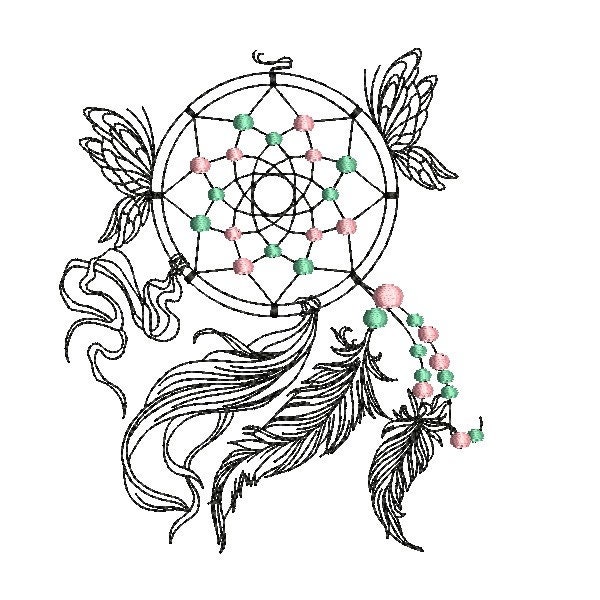 Instant Download Machine Embroidery design redwork butterfly dream Catcher