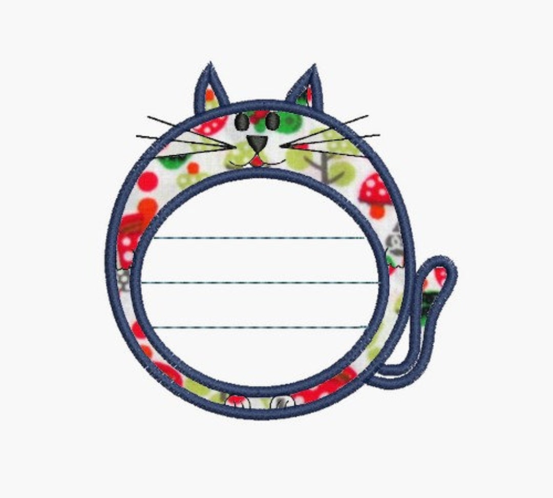 Cat Lable Instant Download Machine Embroidery Applique Cat Label Customizable - Etsy
