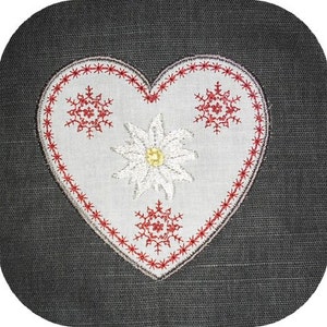 Instant Download applique Heart of edelweiss mountain embroidery design image 2