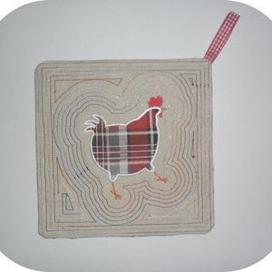 Instant download machine embroidery potholder oven or trivet hen  ith