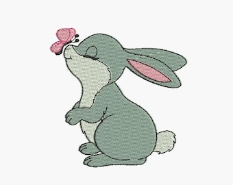 Instant download Machine  Embroidery design Little rabbit and butterfly