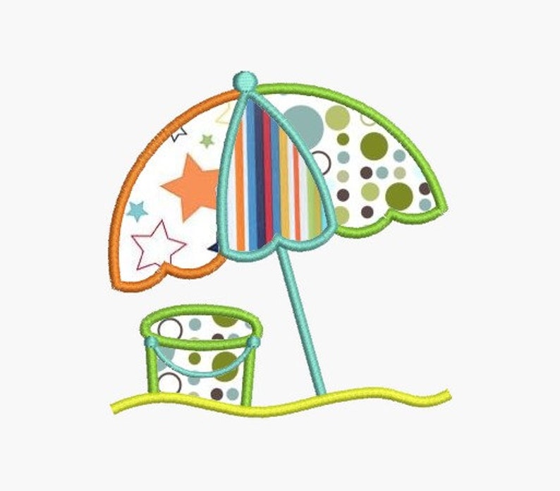 Instant Download Embroidery Design Applique Beach Umbrella Etsy