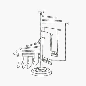 Instant download Machine Embroidery design retro clothes drying rack
