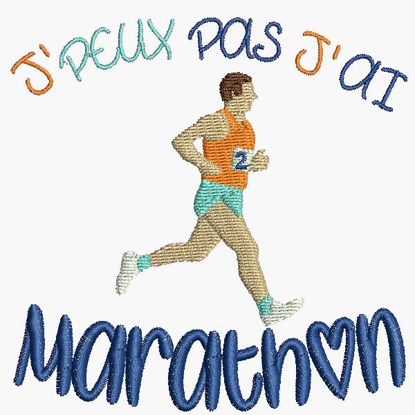 Motif de broderie machine J'peux pas j'ai marathon