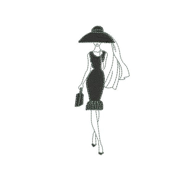 sofortiger Download Stickerei Silhouette Damenkleid schwarz