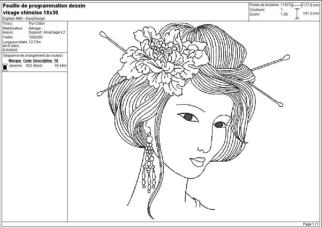 Instant Download Embroidery Design Asian Woman Face - Etsy
