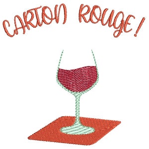 Motif de broderie machine   vin carton rouge