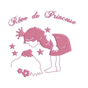 Princesa descarga instantánea bordado niño silueta