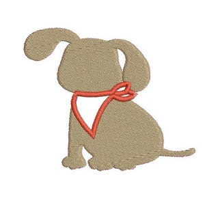 May include: A brown cartoon dog with a red bandana sitting on its hind legs.