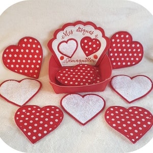 Instant download   Machine Embroidery  box hearts  cleansing disks makeup ith