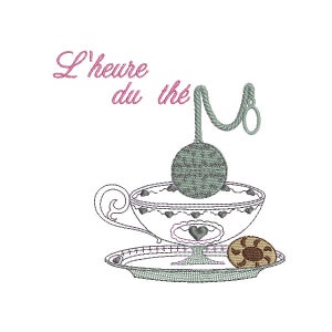 Instant download   Machine Embroidery  Tea time