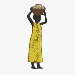 Instant download borduurwerk ontwerp silhouet Afrikaanse vrouw met aardewerk