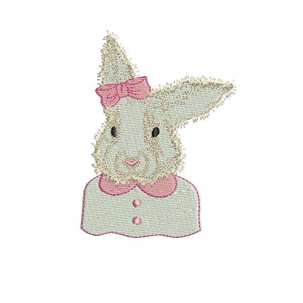 Instant download machine  embroidery Rabbit head with a knot