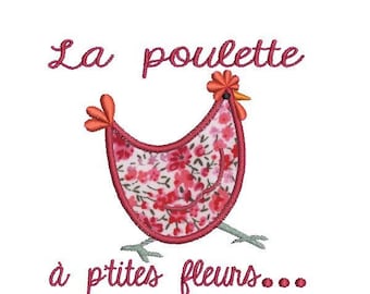 Instant download machine  embroidery  applique Hen with flower