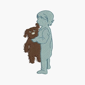 Ontwerp van de Machine borduurwerk instant download silhouet kind met teddybeer