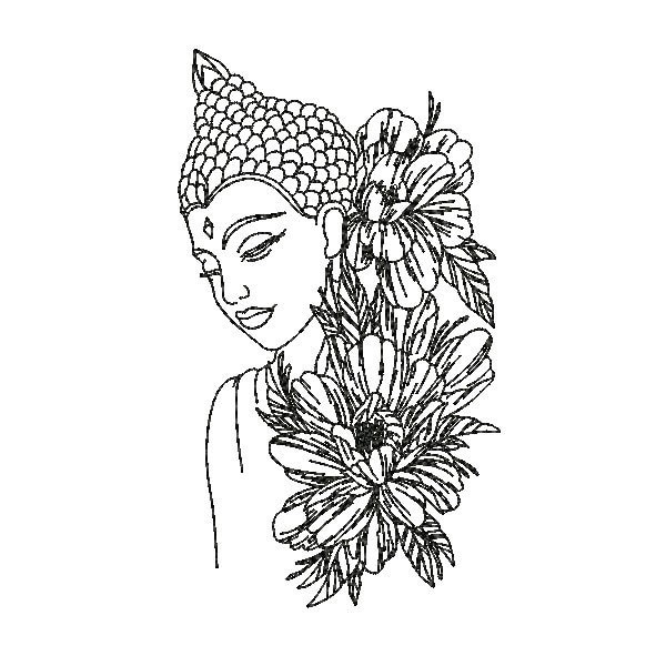 instant download  machine embroidery  design redwork buddha flowers