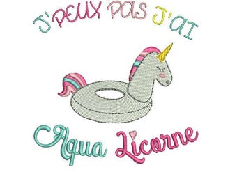 Instant Download Machine Embroidery  design  aqua unicorn