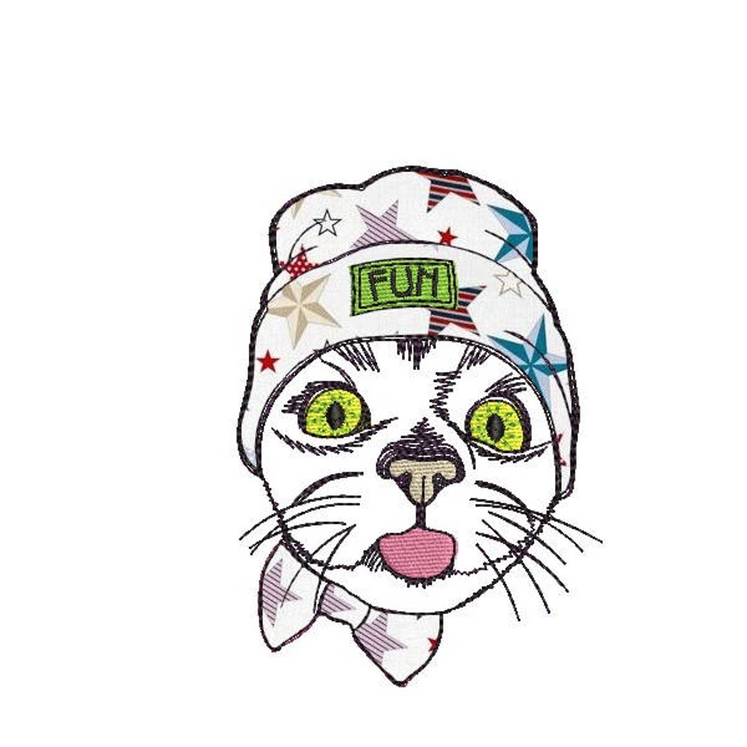 Instant Download Machine Embroidery Design Applique Cat Fun - Etsy