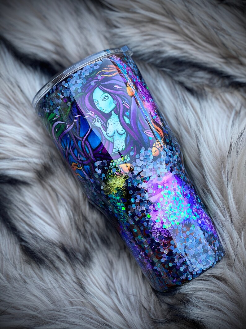 Mermaid Epoxy Tumbler, Glitter, Doublewall Stainless Steel, Purple