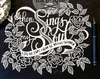 Then Sings My Soul, How Great Thou Art -  Papercut Template, Favorite Hymns,  Commercial & personal use. Includes PDF,SVG, DXF files.